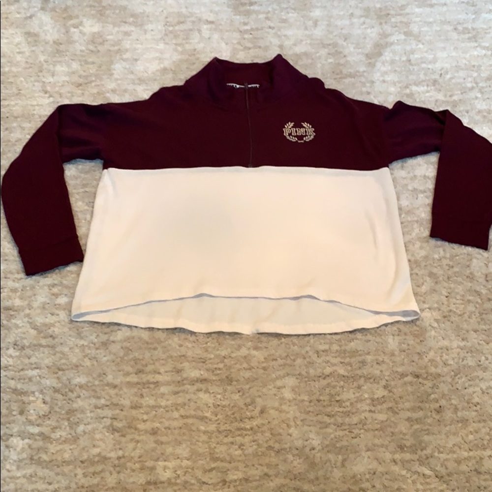 Pink Quarter Zip Pullover Hoodie